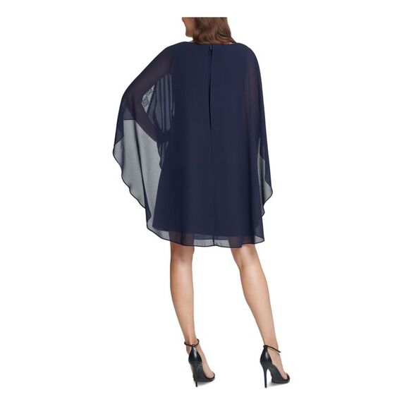 VINCE CAMUTO Womens Cape Overlay Flutter Sleeve Above The Knee Sheath Dress - Picture 2 of 2